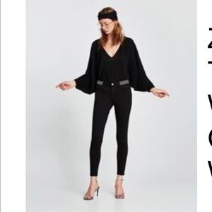 ZARA Black Denim with Contrasting Waist Band